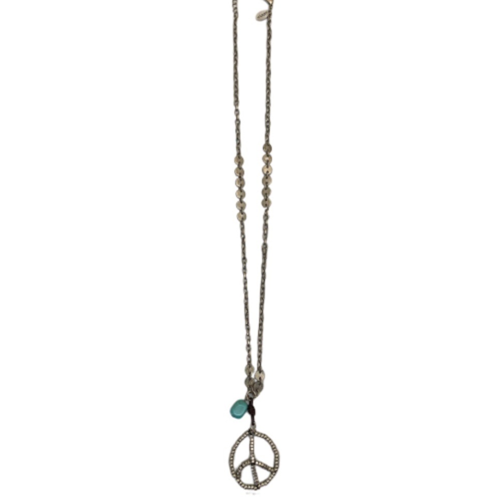 American Eagle silver beaded peace sign necklace